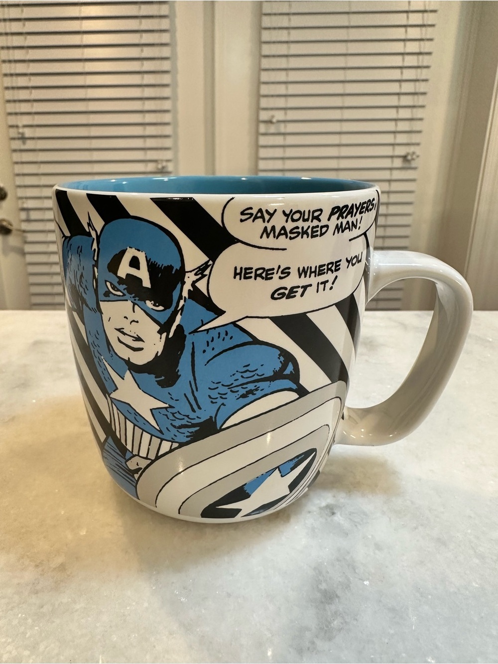 DISNEY MARVEL Captain American Coffee or Tea Mug “Say Your Prayers Masked Man!”